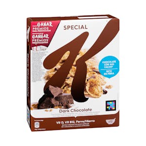 Cereales copos de trigo integral y arroz Special K con chocolate negro
