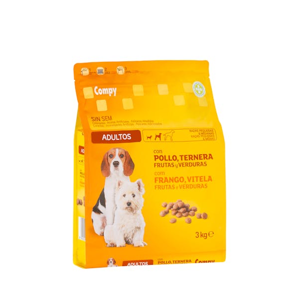 Imagen de Comida perro adulto Compy con pollo, ternera, frutas y verduras
