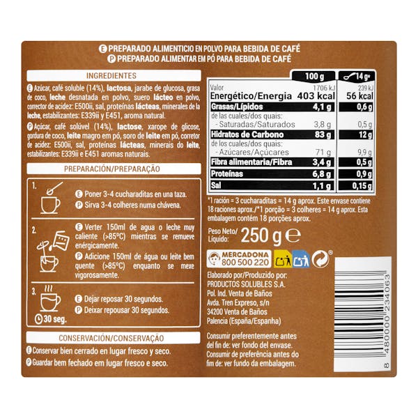 Café soluble cappuccino Hacendado
