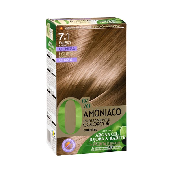 Coloración permanente 7.1 rubio medio ceniza Deliplus 0% amoníaco