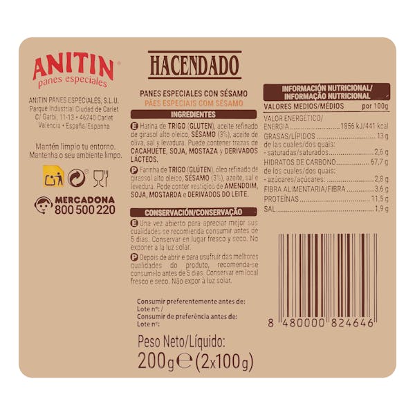 Grissini palitos de pan con sésamo Hacendado