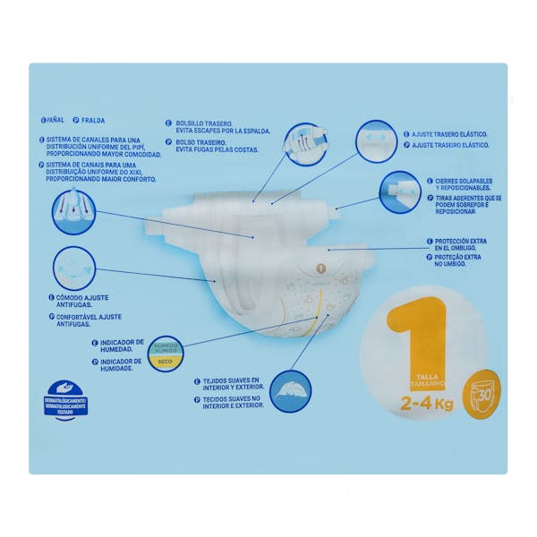 Pañales bebé talla 1 Deliplus de 2-4 kg