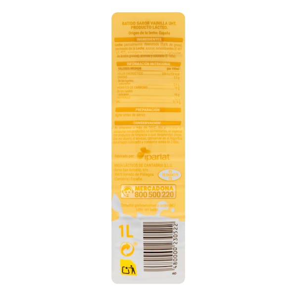 Batido sabor vainilla Hacendado