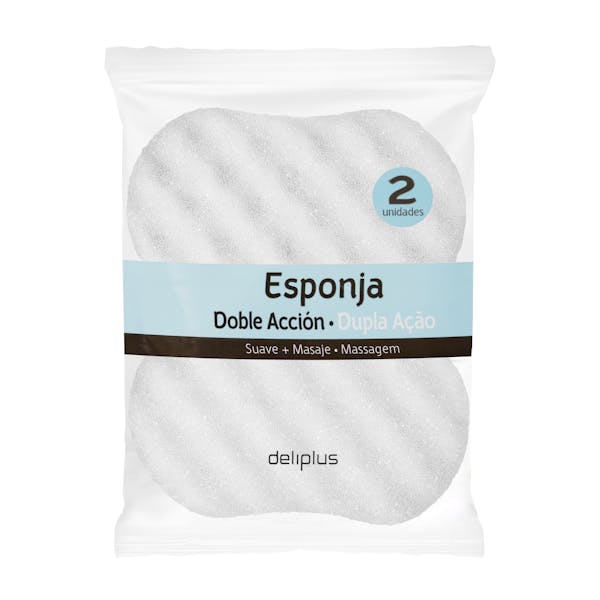 Imagen de Esponja de baño doble acción suave masaje Deliplus