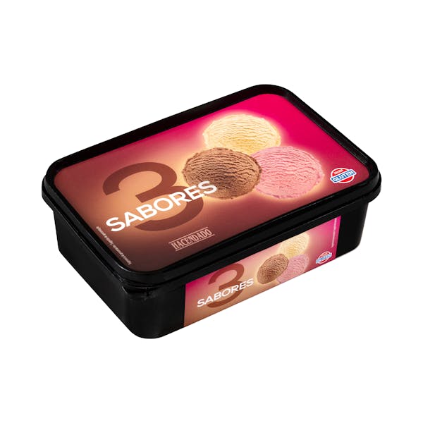 Helado 3 sabores Hacendado chocolate, vainilla y fresa