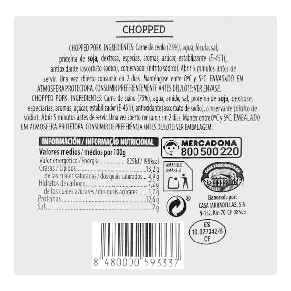 Chopped cerdo Hacendado lonchas