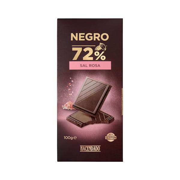 Chocolate negro 72% cacao Hacendado con sal rosa