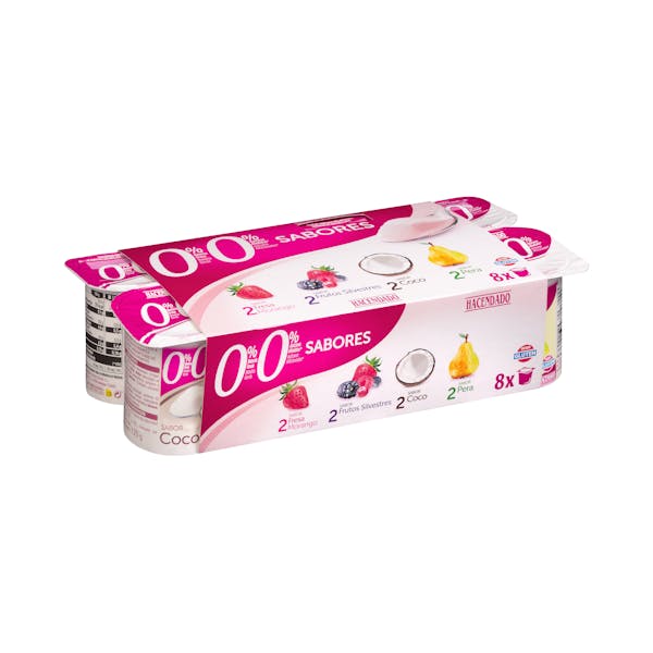 Yogur sabores Hacendado 0% m.g 0% sin azúcares añadidos