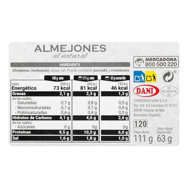 Almejones al natural Hacendado
