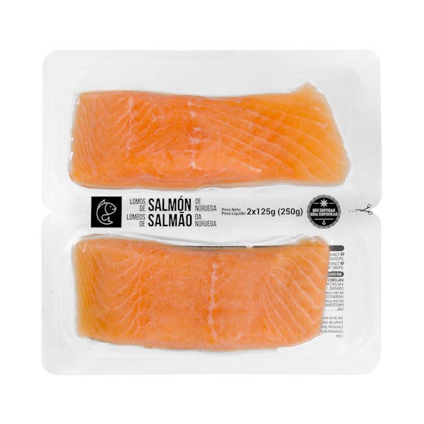 Lomos de salmón sin piel y sin espinas Hacendado congelado