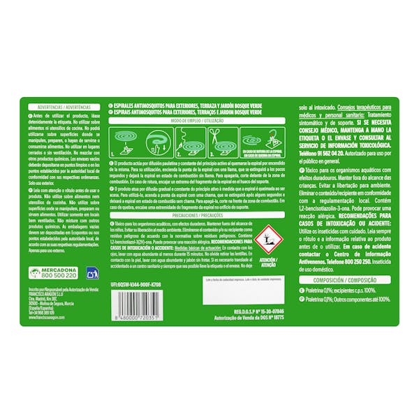 Espirales antimosquitos Bosque Verde para exteriores