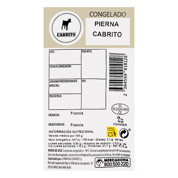Pierna de cabrito congelada