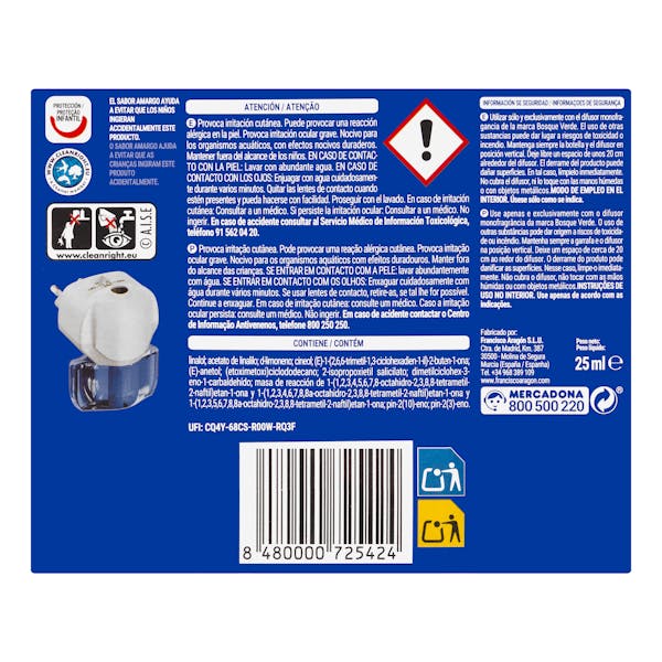 Recambio ambientador eléctrico Brisa Azul Bosque Verde