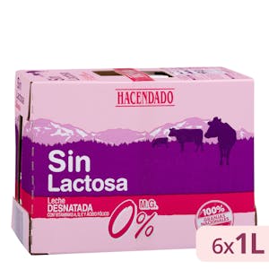 Leche desnatada sin lactosa Hacendado