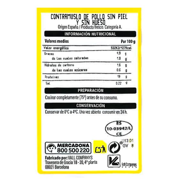 Contramuslos de pollo deshuesados y sin piel