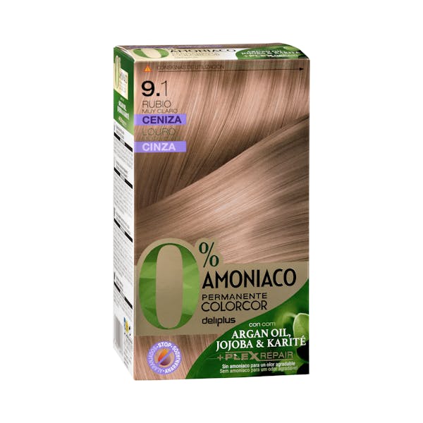 Coloración permanente 0% amoníaco 9.1 rubio muy claro ceniza Colorcor