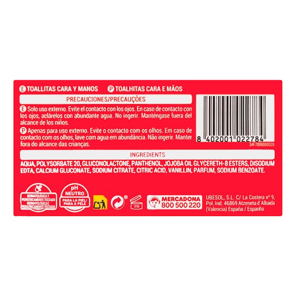 Toallitas infantiles cara y manos Deliplus