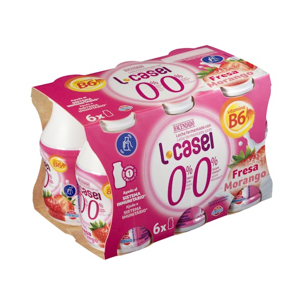 Bebida láctea de fresa L-casei 0% MG 0% azúcares añadidos