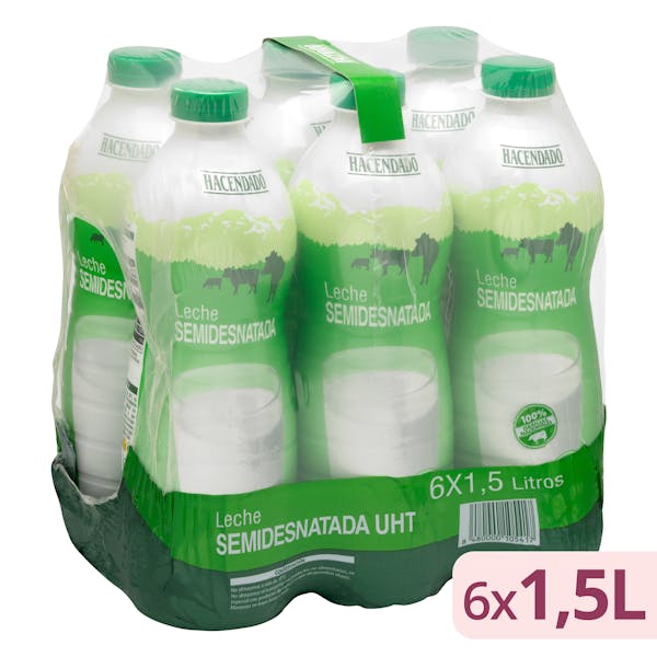Leche semidesnatada Hacendado 9 l. en Mercadona