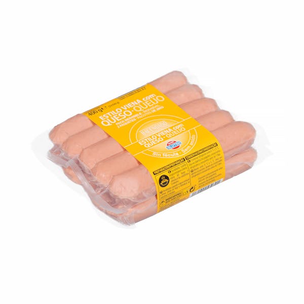 Imagen de Salchichas cocidas estilo Viena con queso Hacendado de pollo y cerdo sabor ahumado