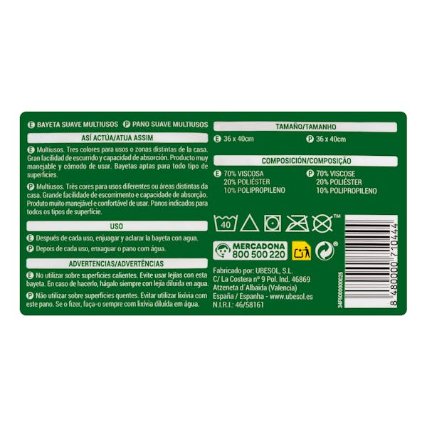 Bayeta suave multiusos Bosque Verde