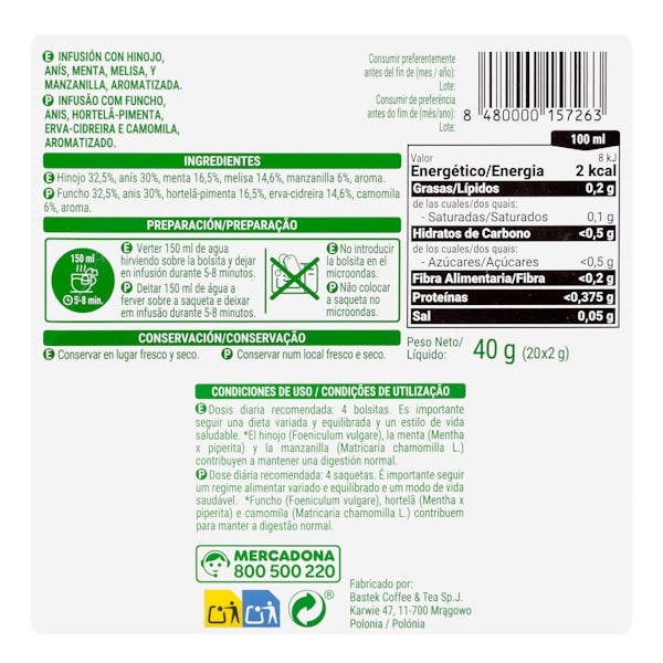 Infusión Digest Hacendado