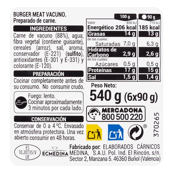 Burger de vacuno