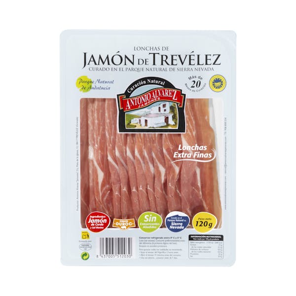 Jamón de Trevélez lonchas extra finas Antonio Álvarez