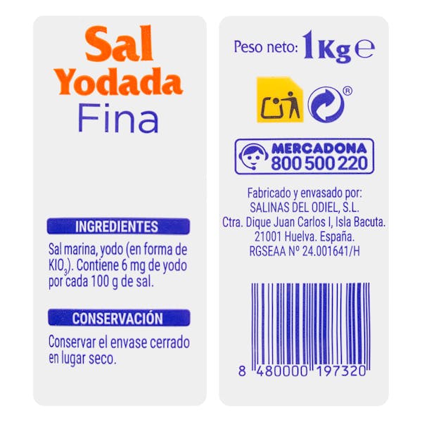 Sal yodada fina Hacendado