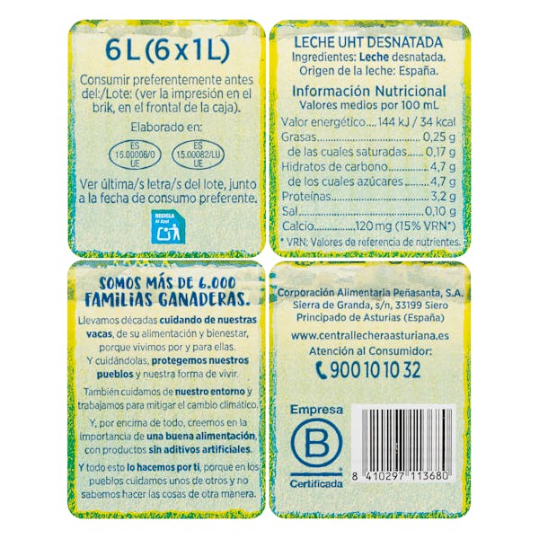 Leche desnatada Asturiana
