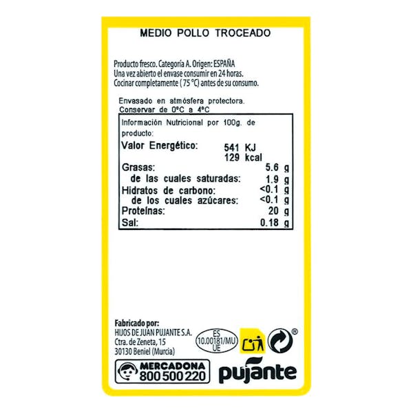Medio pollo troceado