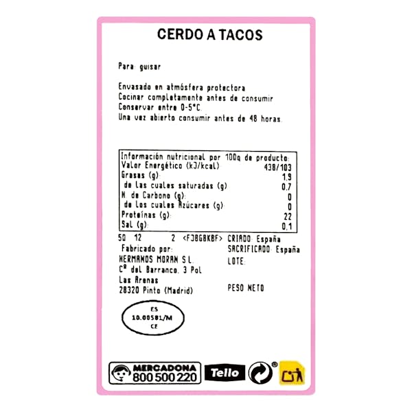 Cerdo a tacos