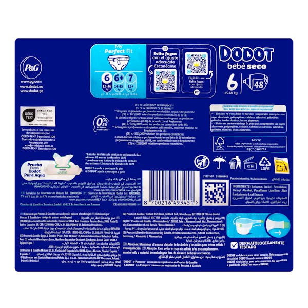 Pañales bebé talla 6 Dodot de 13-18 kg