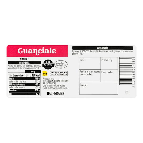 Etiqueta / ingredientes