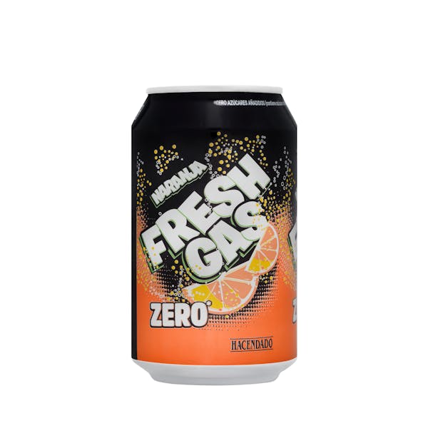 Refresco de naranja Hacendado Zero azúcar fresh gas