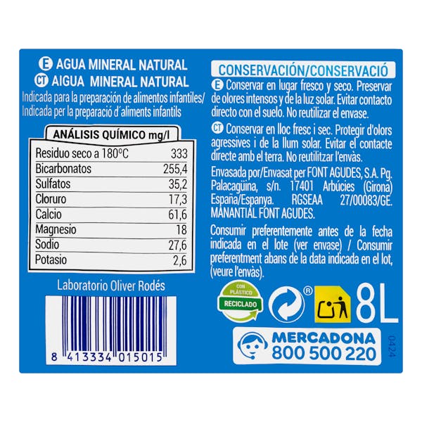 Agua mineral grande Font Agudes