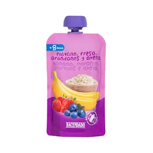 Papilla plátano, fresa, arándanos y avena Hacendado +8 meses