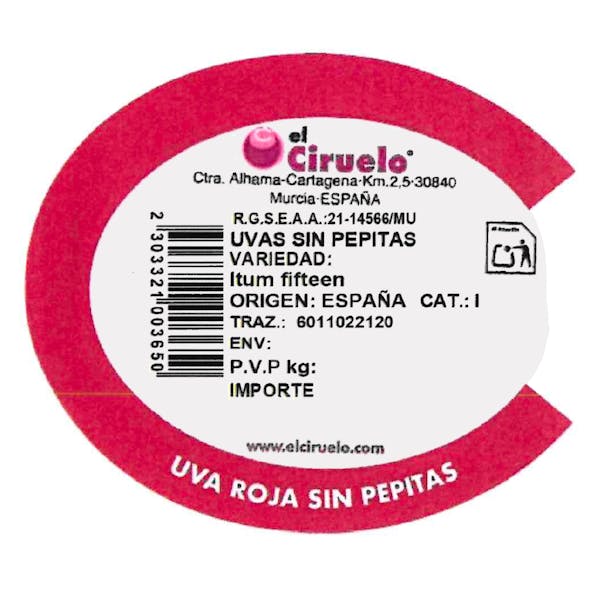 Uva roja sin semillas