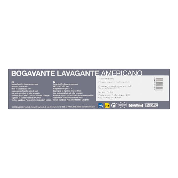 Bogavante americano mediano crudo Hacendado
