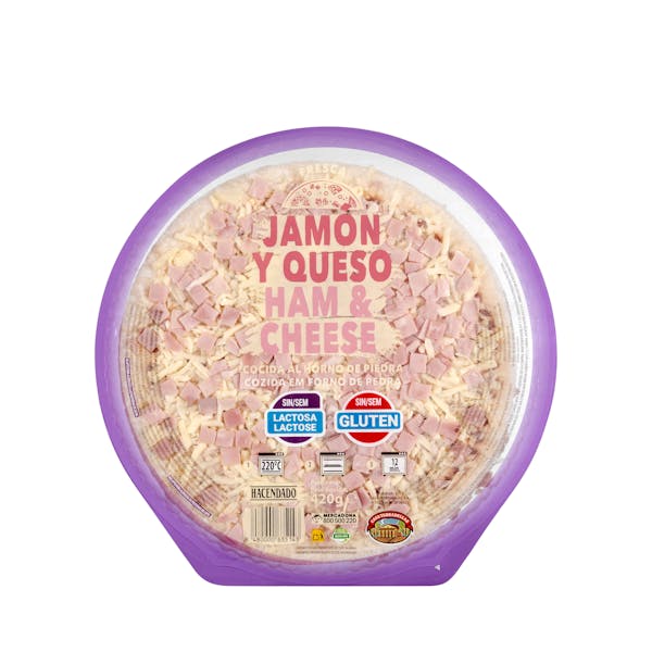 Imagen de Pizza jamón y queso sin gluten y sin lactosa Hacendado