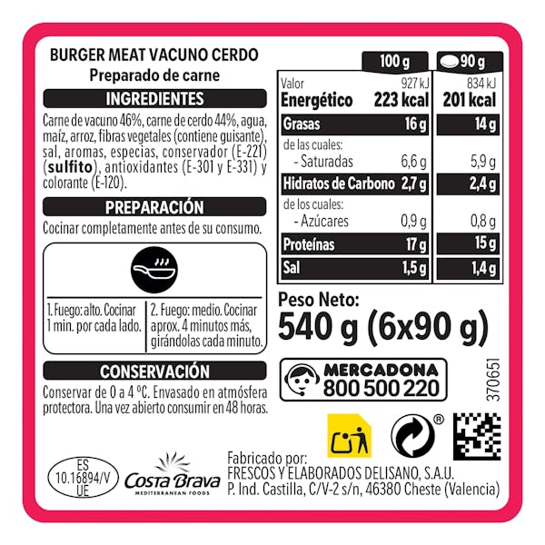 Burger de vacuno y cerdo