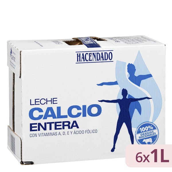 Leche entera calcio Hacendado