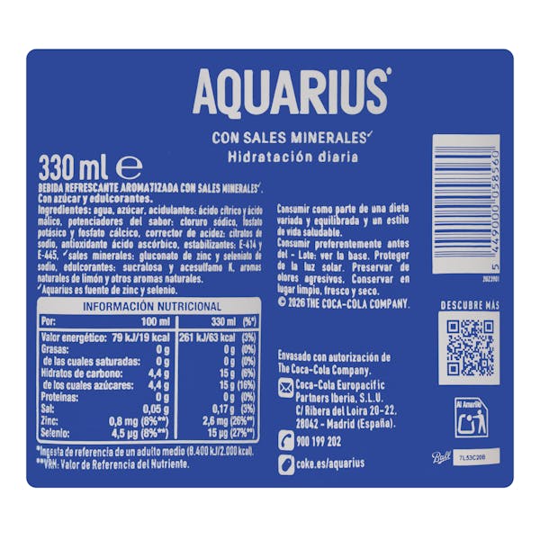 Bebida isotónica limón Aquarius