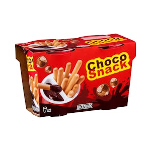 Vasito con crema de cacao Choco Snack Hacendado con palitos de pan