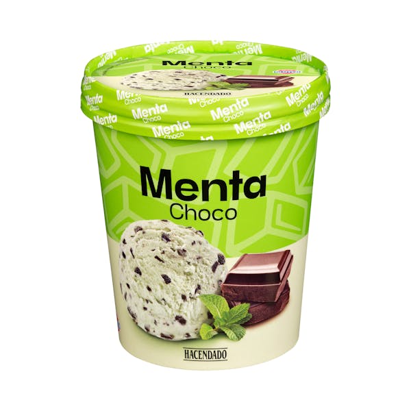 Helado menta choco con trocitos sabor chocolate Hacendado