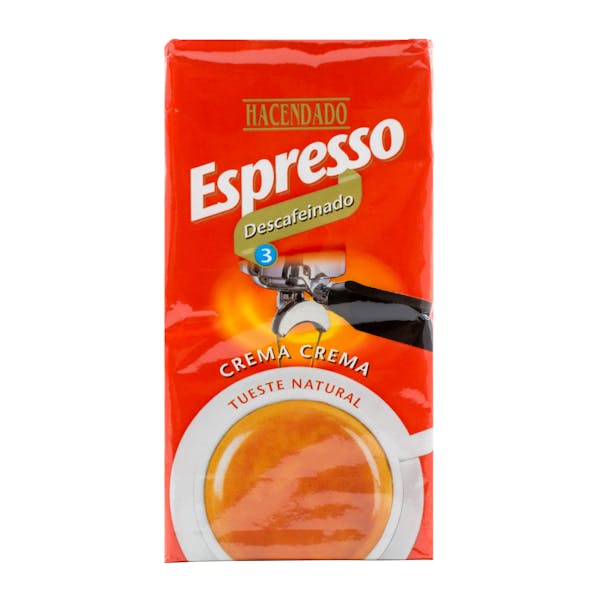 Café molido descafeinado Hacendado Espresso Mercadona