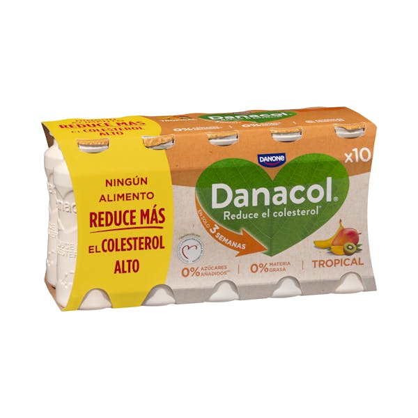 Bebida láctea tropical Danacol 0% azúcares añadidos