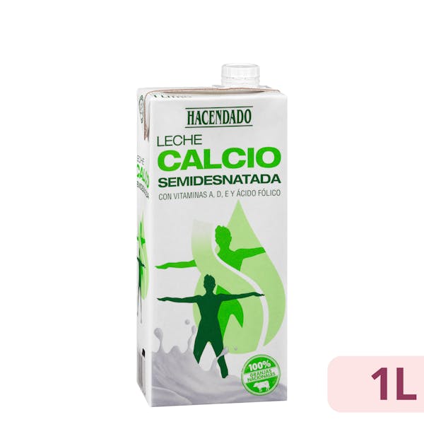 Leche semidesnatada calcio Hacendado 1 l. en Mercadona