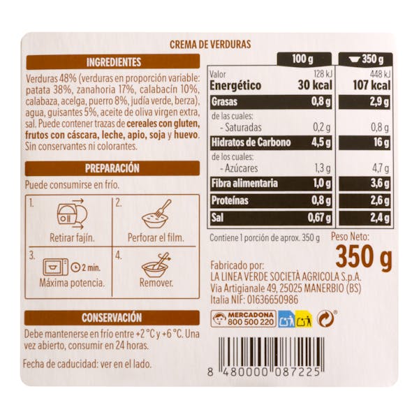 Crema de verduras Hacendado