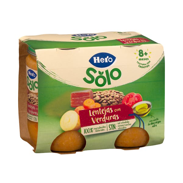 Imagen de Papilla lentejas con verduritas Hero Solo recetas caseras +8 meses